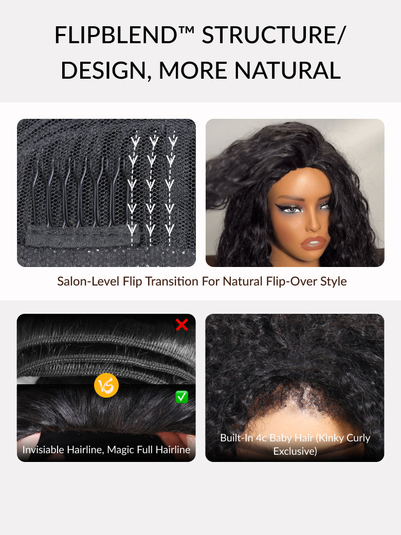 Sunber Blend &amp; Secure Blow-out Natural Black Yaki Straight Bob Half Wig With Invisi Drawstring