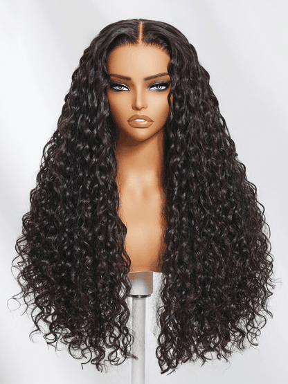 [180% Density]Sunber 13x6/ 7x5 HD Wet And Wavy Water Wave Bye Bye Knots Pre-Cut Lace Frontal Wigs With Elastic Drawstring