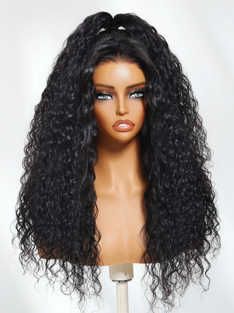 [180% Density]Sunber 13x6/ 7x5 HD Wet And Wavy Water Wave Bye Bye Knots Pre-Cut Lace Frontal Wigs With Elastic Drawstring