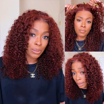 Flash Sale Reddish Brown Jerry Curly Bye Bye Knots Wigs No Baby Hair