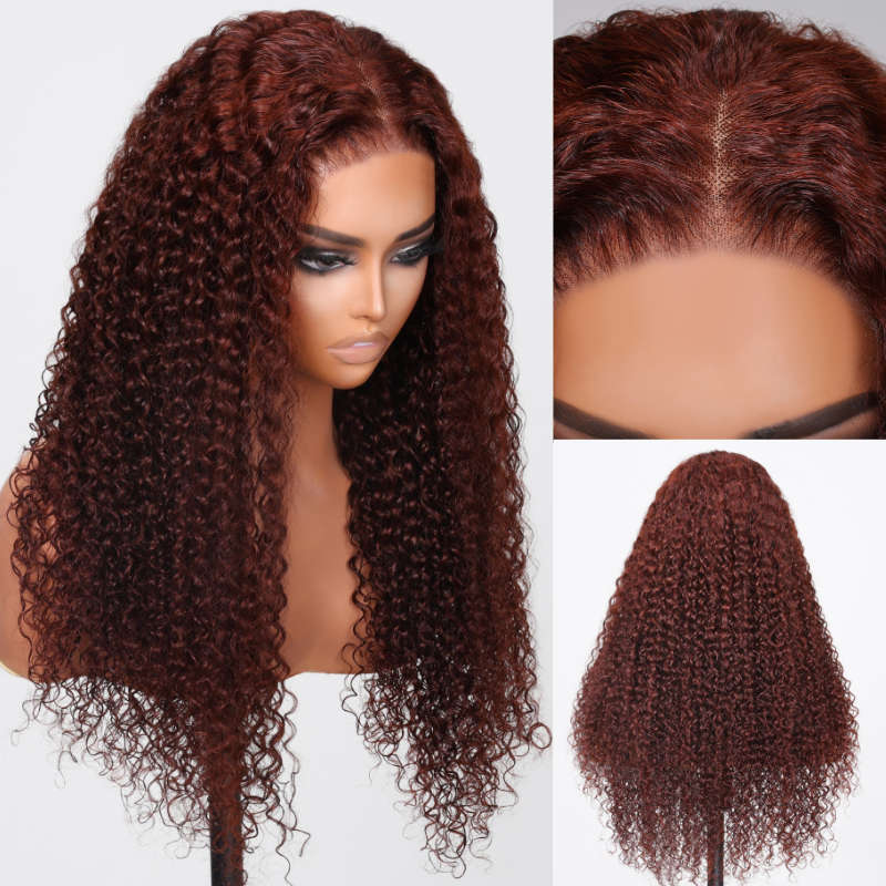 New User Exclusive |Sunber Reddish Brown Jerry Curly 7×5 Pre-Cut Lace Wig Glueless Lace Front Human Hair Bye Bye Knots