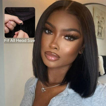 Extra 50% OFF | Sunber Yaki Straight Blunt Cut Short Bob 7x5 Pre-Cut Lace Wig Human hair