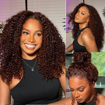 Sunber Reddish Brown Jerry Curly 7×5  Bye Bye Knots Wig Glueless Human Hair