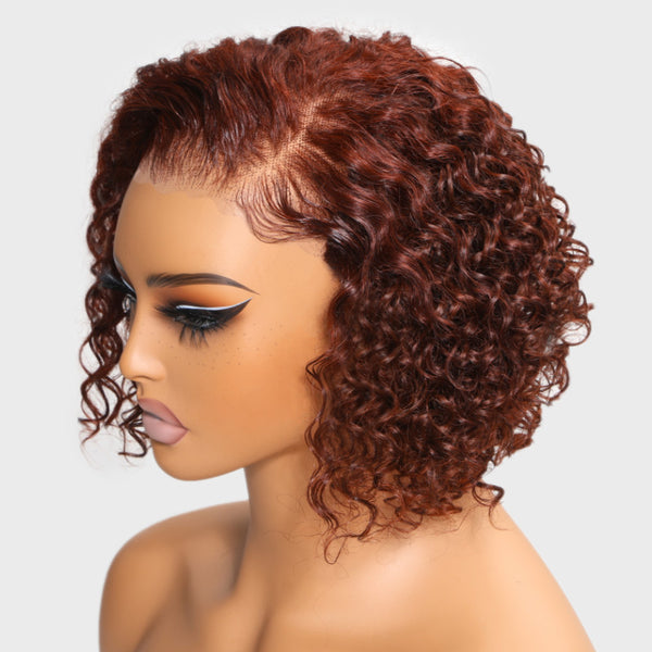 Reddish Brown curly bob wig