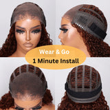 Flash Sale Sunber Water Wave Reddish Brown 6*4.75 Pre-Cut Lace Closure Wig Dark Auburn Copper Color Human Hair Glueless Wig