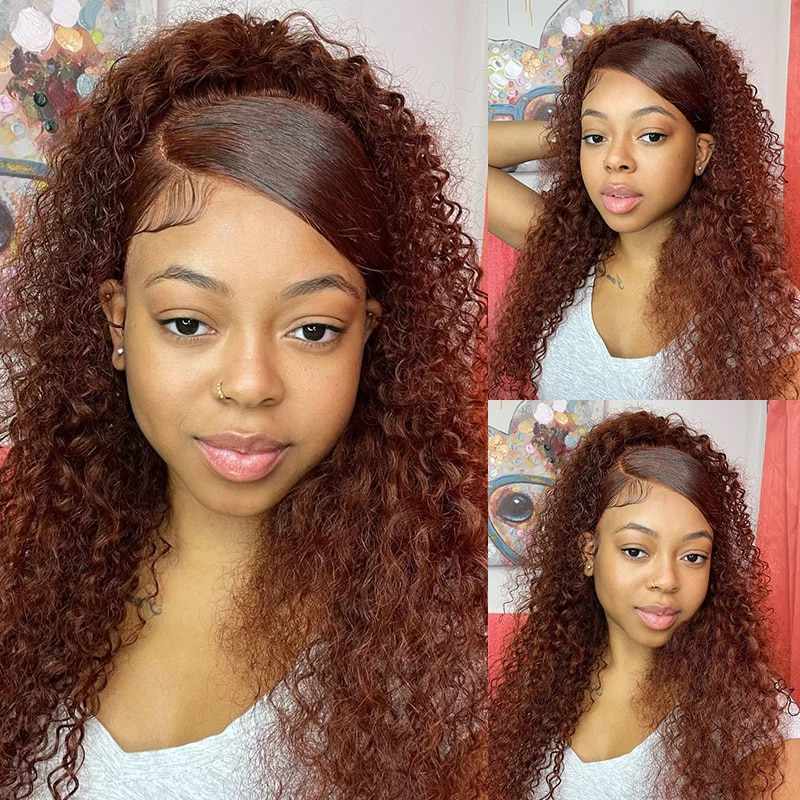 Sunber Reddish Brown Wet And Wavy 13x4 Pre Everything Lace Front Wigs Water Wave Pre-Plucked Human Hair Wigs