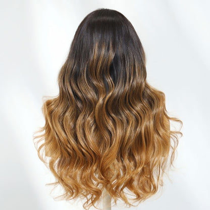 Flash Sale Sunber  13x4 Pre Everything Lace Frontal Subtle Ombre Brown Blonde Balayage Highlights Brown mix black Wig With Invisi Drawstring