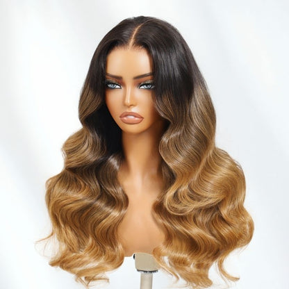 Flash Sale Sunber  13x4 Pre Everything Lace Frontal Subtle Ombre Brown Blonde Balayage Highlights Brown mix black Wig With Invisi Drawstring