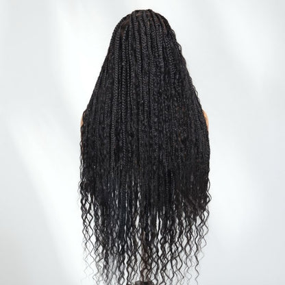 Flash Sale Sunber 34inch Knotless boho box braid Full 360 Lace Wigs For Black Women