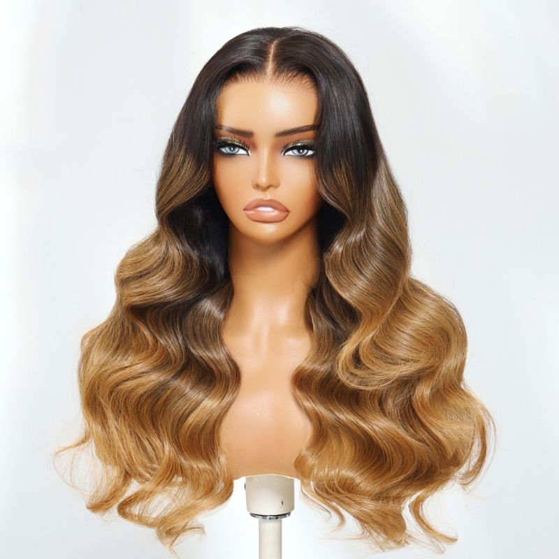 Flash Sale Sunber  13x4 Pre Everything Lace Frontal Subtle Ombre Brown Blonde Balayage Highlights Brown mix black Wig With Invisi Drawstring