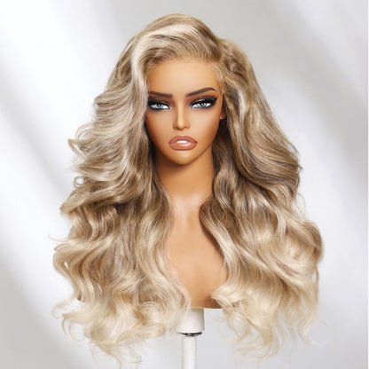 Sunber Salt And Pepper Layered Cut Dusty Blonde Grey Loose Wave 13x4 Pre-Everything Lace Front Human Hair Wigs