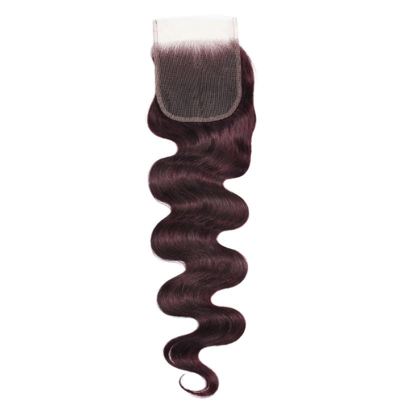 Flash Sale Sunber Body Wave Black Cherry Burgundy 3 Bundles With 4x4 Swiss Lace Closure