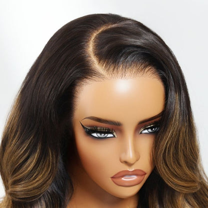 Flash Sale Sunber  13x4 Pre Everything Lace Frontal Subtle Ombre Brown Blonde Balayage Highlights Brown mix black Wig With Invisi Drawstring