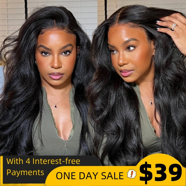 [$39 Pay In 4 Get 26'']Sunber Kinky Straight 13*4 Lace frontal Wigs 180% Density Human Hair Wigs Flash Sale