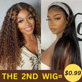 The 2ND WIG=$0.99| Balayage Highlight Curly Glueless Wig And Silky Straight Headband Wig Flash Sale