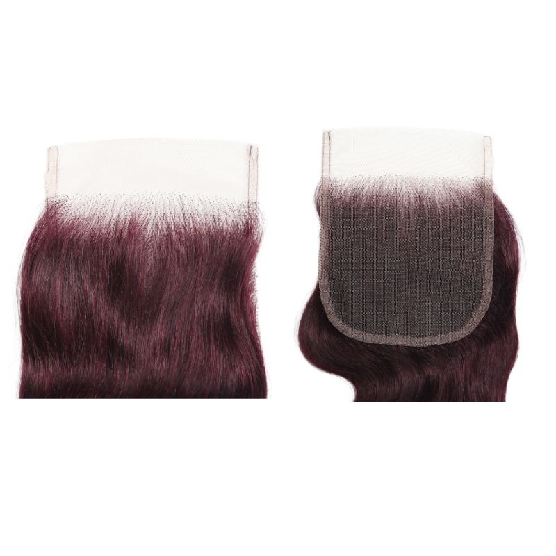 Flash Sale Sunber Body Wave Black Cherry Burgundy 3 Bundles With 4x4 Swiss Lace Closure