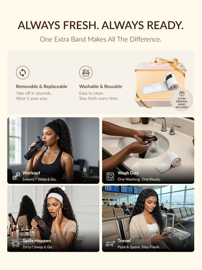 Sunber 2-IN-1 Switch™ Headband Water Wave Glueless Wig With Beginner Friendly Flash Sale