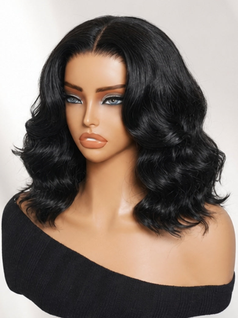 Sunber 13x4 Pre Everything Body Wave Shoulder Length Wavy Bob Wig With Face-Framing Layers