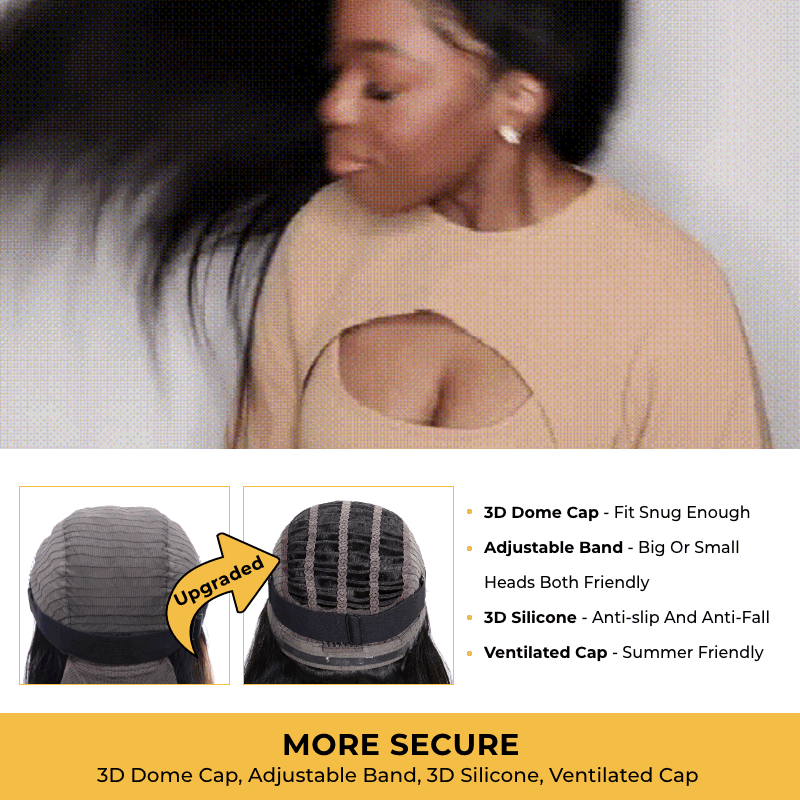 Sunber Straight Hair 6x4.75 Lace Closure Wig Glueless Pre Cut Wear & Go Human Hair Wig