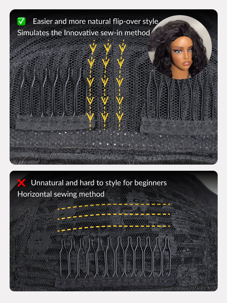Sunber Blend &amp; Secure Blow-out Natural Black Yaki Straight Bob Half Wig With Invisi Drawstring