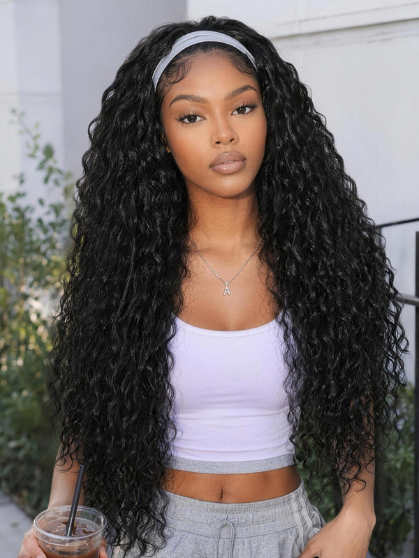 Sunber 2-IN-1 Switch™ Headband Water Wave Glueless Wig With Beginner Friendly Flash Sale