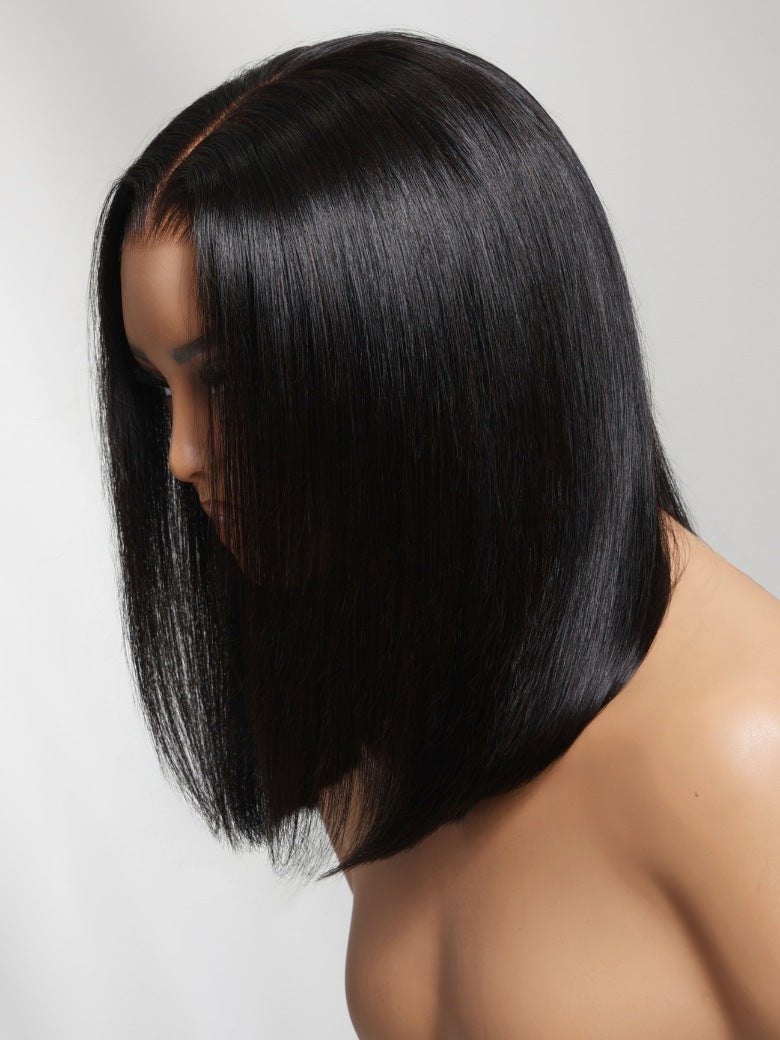 Sunber 7x5 No Slip Pre-Cut Lace Blunt Cut Straight Bob Wig With Elastic Drawstring Flash Sale