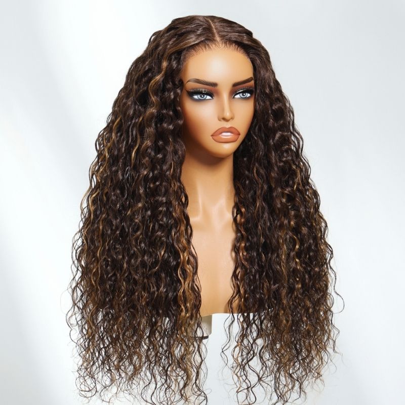 Extra 50% OFF | Sunber Sunber Piano Brown Highlight Curly 7x5 Bye Bye Knots Pre Cut Lace Wig With Invisi Drawstring