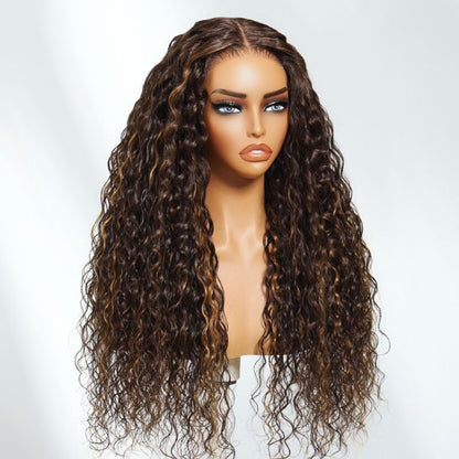 Extra 50% OFF | Sunber Sunber Piano Brown Highlight Curly 7x5 Bye Bye Knots Pre Cut Lace Wig With Invisi Drawstring