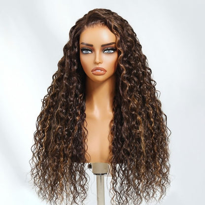 Extra 50% OFF | Sunber Sunber Piano Brown Highlight Curly 7x5 Bye Bye Knots Pre Cut Lace Wig With Invisi Drawstring