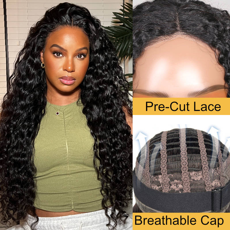 Flash Sale Sunber Wear & Go 6x4.75 Pre-Cut Lace Glueless Wigs Realistic Hairline Human Hair Beginner Friendly