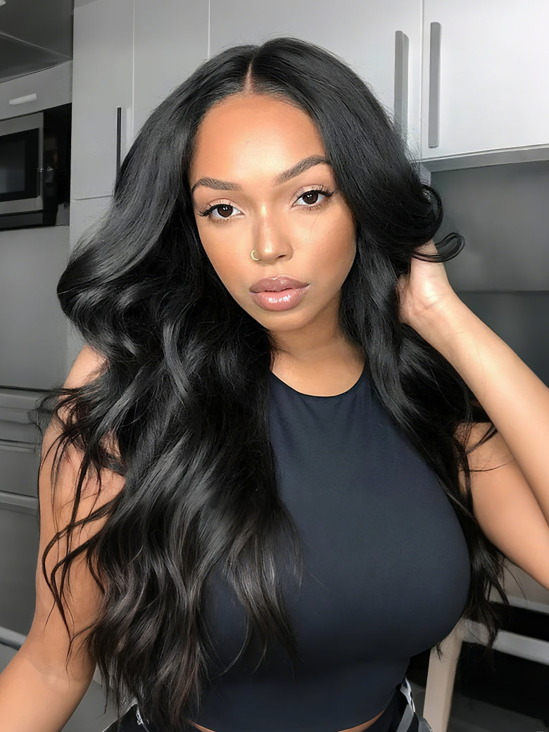 Sunber Body Wave Affordable No Lace V  Part Wig Natural Color Human Hair