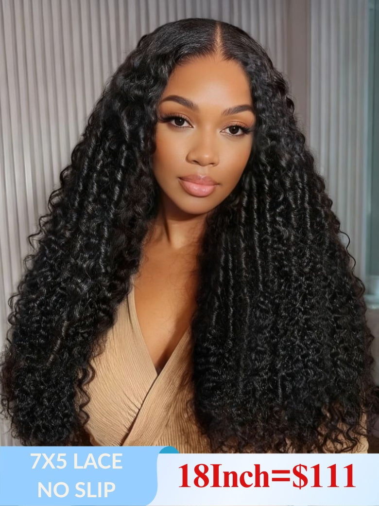 Low To $59 Sunber Jerry Curly 7x5 Pre Cut Lace Human Hair Glueless Wigs $100 Off