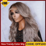 $100 Off Sunber Mixed Ashy Brownish Purple Highlight Body Wave Lace Front Wig