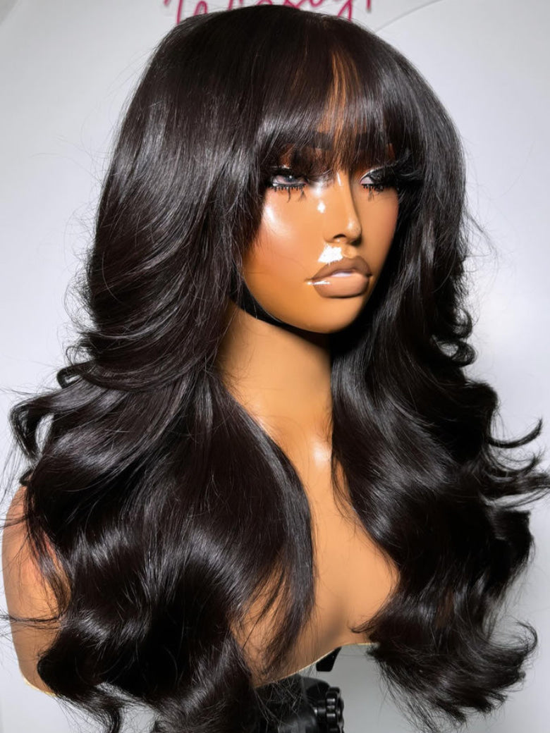 Sunber 13x4 Pull &amp; Go Glueless Wig Pre-Everything 7x5/13x4 Lace Frontal Loose Wave Wispy Bangs Wig