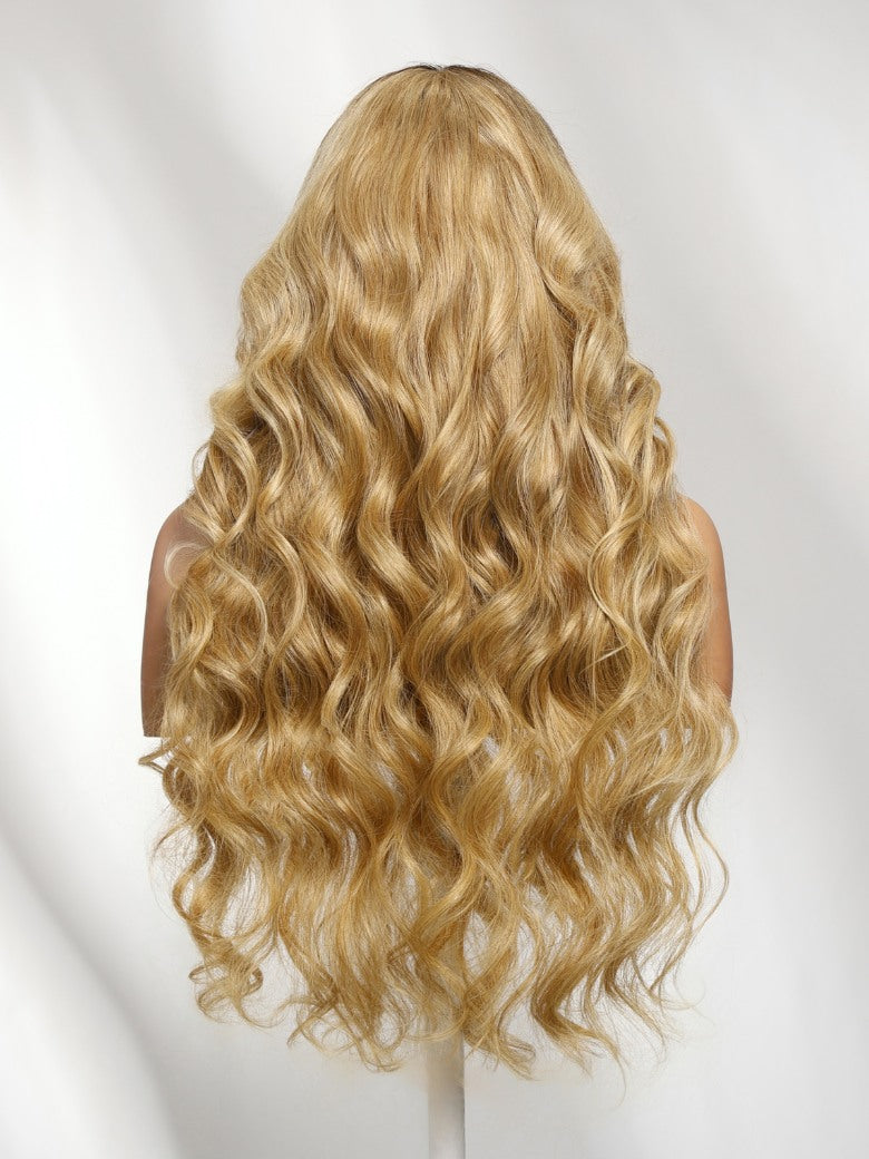 Sunber 13x4 Pre Everything Sun-kissed Golden Ombre Honey Blonde Long Body Wave Lace Frontal Wig With Brown Roots