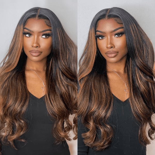 [20"=$99]Flash Sale Sunber Balayage Highlight Body Wave Transparent  Lace Front Wigs Shadow Root Wigs Pre-Plucked With Baby Hair