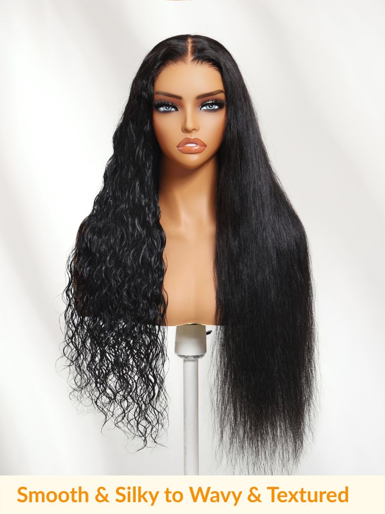 Sunber 13x4 Pre Everything Wet &amp; Wavy 2 in 1 Dry Straight to Wet Water Wave Human Hair Lace Frontal Wig With Invisi Drawstring