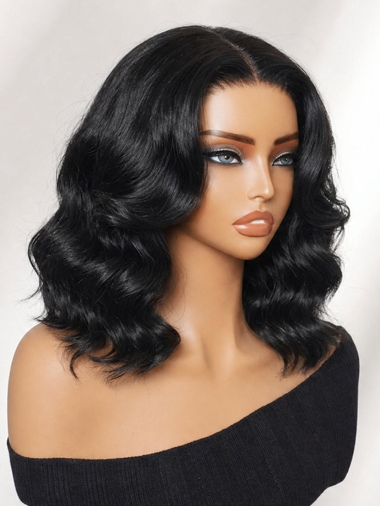 Sunber 13x4 Pre Everything Body Wave Shoulder Length Wavy Bob Wig With Face-Framing Layers