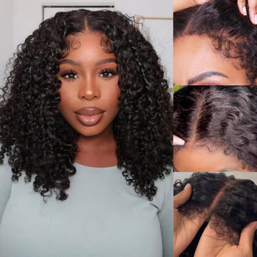 Flash Sale Sunber 4C Kinky Edge Kinky Curly 7*5 Pre Cut Lace Skin Melt Wigs Natural Hairline