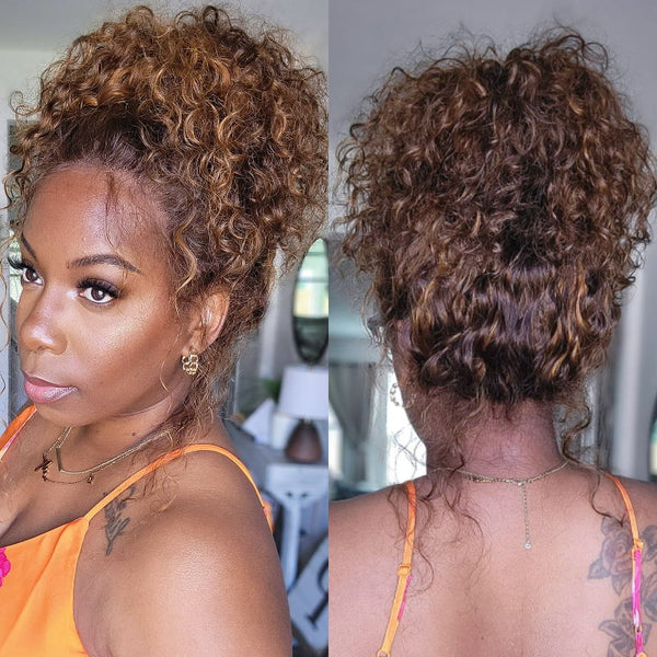 $90 Off | Sunber Piano Brown Highlight Water Wave 13*4 Lace Frontal Wigs
