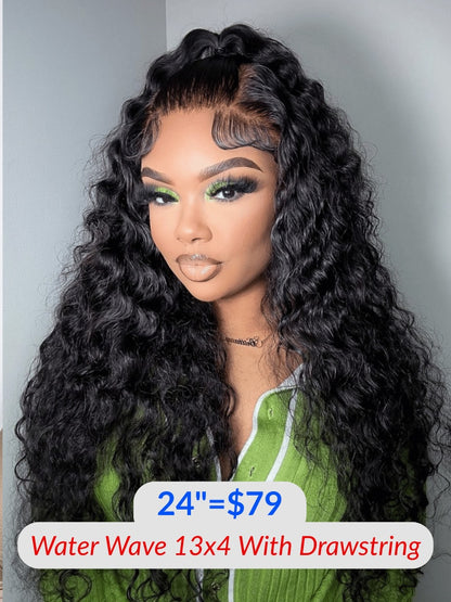 24INCH=$79 Sunber Water Wave 13x4 Pre Cut Lace Human Hair Wigs $100 OFF