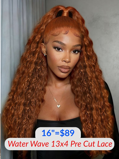24INCH=$79 Sunber Water Wave 13x4 Pre Cut Lace Human Hair Wigs $100 OFF