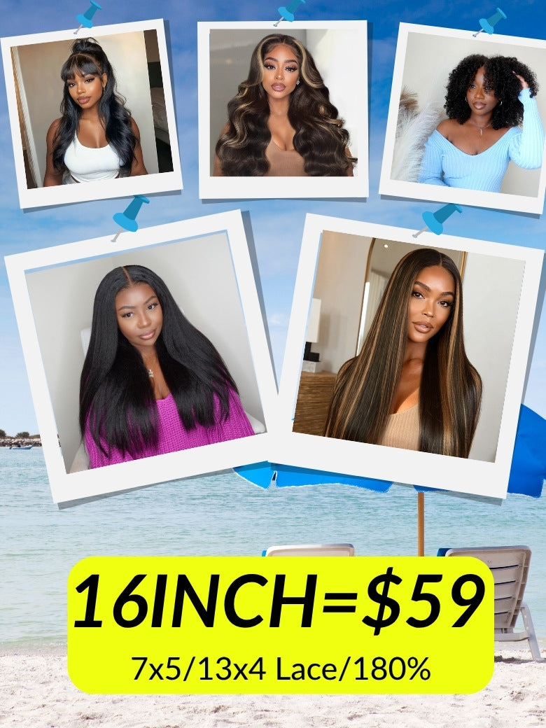 All 16inch From $59 |  Sunber 7wigs Style Human Hair Lace Wigs Flash Sale
