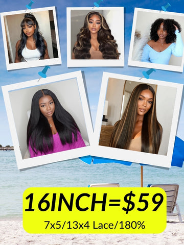 All 16inch From $59 |  Sunber 7wigs Style Human Hair Lace Wigs Flash Sale