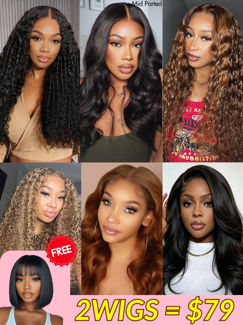 2Wigs=$79 | Sunber 7x5/13x4 Lace Wig + Short Bob Wig Flash Sale
