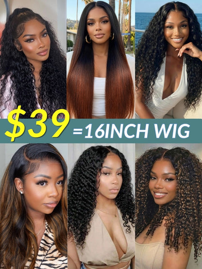 16inch From $39 Sunber 7x5/13x4 Pull &amp; Go Glueless Wigs Limited Stock VIP Member Flash Sale