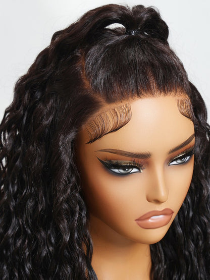 [180% Density]Sunber Water Wave 7x5 Pre-Cut Lace Glueless Wig With Natural Black Color Flash Sale