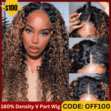 $100 Off Sunber V Part Wigs Balayage Highlight Curly Effortless To Put On Human Hair Wig