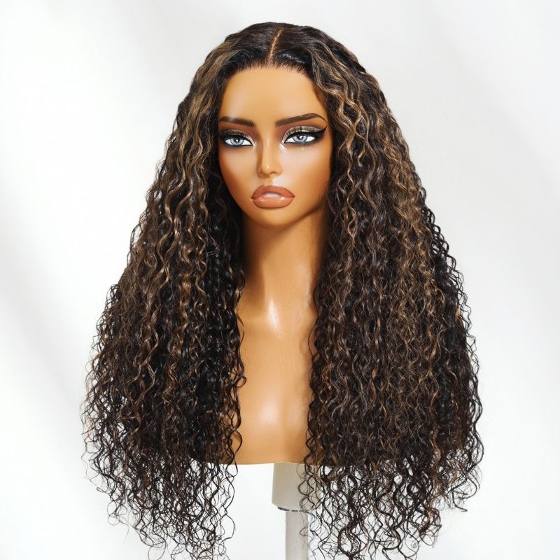 Golden Brown Highlights 13x4 Pre Everything Water Wave