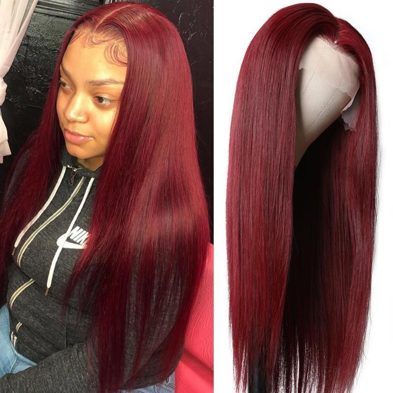 Flash Sale Sunber 99J 13×4 Lace Front Wig 180% denisty Red Human Hair Wigs